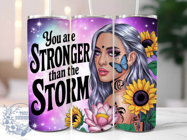 Western Sunflower Motivational Tumbler, Stronger Than The Storm Cup, Inspirational Western Wrap, Cowgirl Style Drinkware, Rustic Sunflower Design, Motivational Quote Tumbler, Country Western Gift Sublimation ToriDesigns 