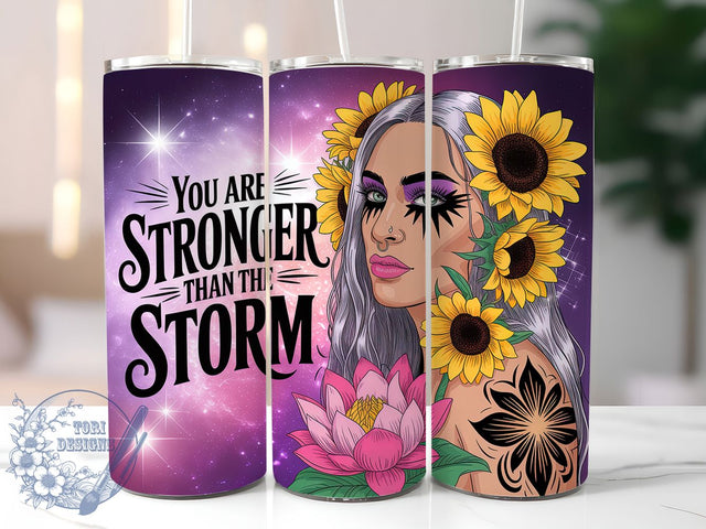 Western Sunflower Motivational Tumbler, Stronger Than The Storm Cup, Inspirational Western Wrap, Cowgirl Style Drinkware, Rustic Sunflower Design, Motivational Quote Tumbler, Country Western Gift Sublimation ToriDesigns 