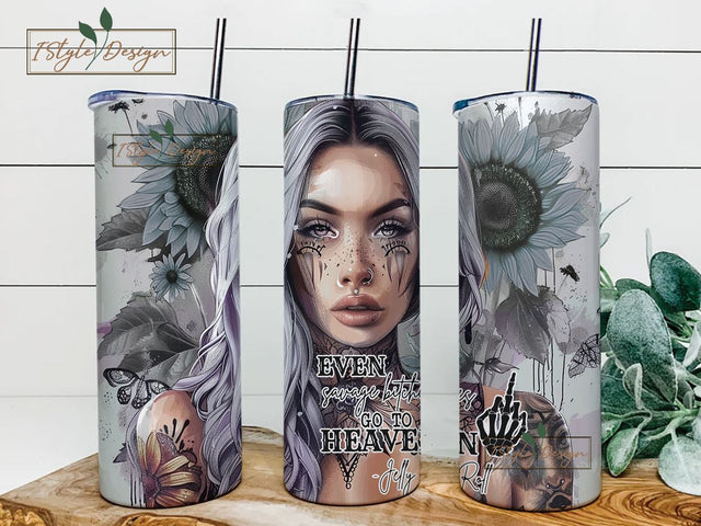 Western sunflower self love daily affirmations snarky funny 20oz tumbler wrap, Sublimation design templates, straight png Digital download. Sublimation iStyleDesign 