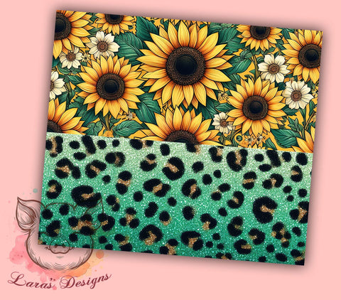 Western Sunflowers 20oz Tumbler Png, Straight & Tapered Tumbler Png, Sunflower Leopard Tumbler Png, Digital Download PNG Sublimation Lara' s Designs 
