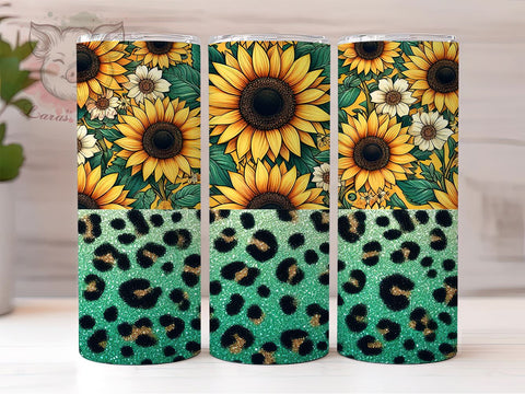 Western Sunflowers 20oz Tumbler Png, Straight & Tapered Tumbler Png, Sunflower Leopard Tumbler Png, Digital Download PNG Sublimation Lara' s Designs 