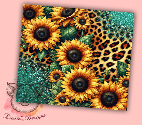 Western Sunflowers 20oz Tumbler Png, Straight & Tapered Tumbler Png, Sunflower Leopard Tumbler Png, Digital Download PNG Sublimation Lara' s Designs 