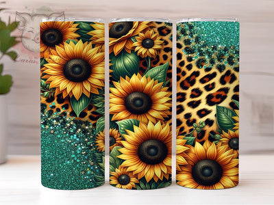 Western Sunflowers 20oz Tumbler Png, Straight & Tapered Tumbler Png, Sunflower Leopard Tumbler Png, Digital Download PNG Sublimation Lara' s Designs 