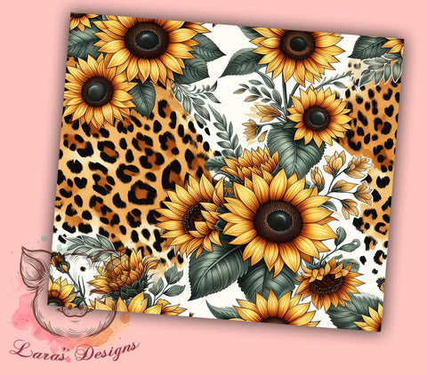 Western Sunflowers 20oz Tumbler Png, Straight & Tapered Tumbler Png, Sunflower Leopard Tumbler Png, Digital Download PNG Sublimation Lara' s Designs 