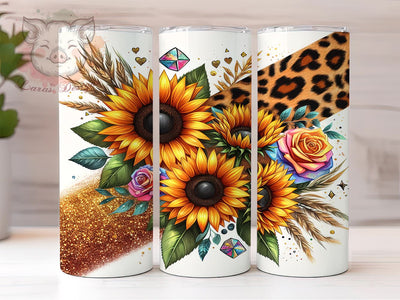 Western Sunflowers 20oz Tumbler Png, Straight & Tapered Tumbler Png, Sunflower Leopard Tumbler Png, Digital Download PNG Sublimation Lara' s Designs 