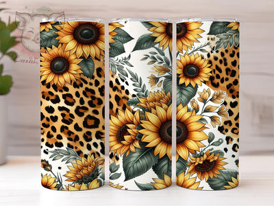 Western Sunflowers 20oz Tumbler Png, Straight & Tapered Tumbler Png, Sunflower Leopard Tumbler Png, Digital Download PNG Sublimation Lara' s Designs 