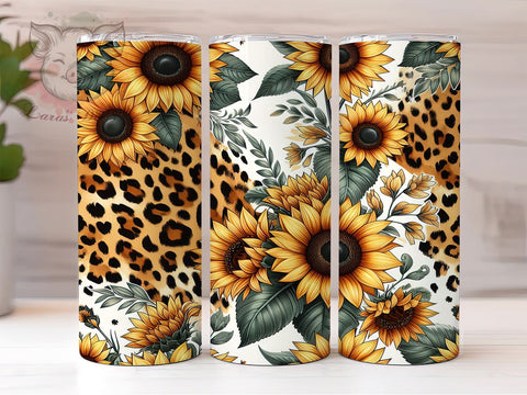 Western Sunflowers 20oz Tumbler Png, Straight & Tapered Tumbler Png, Sunflower Leopard Tumbler Png, Digital Download PNG Sublimation Lara' s Designs 