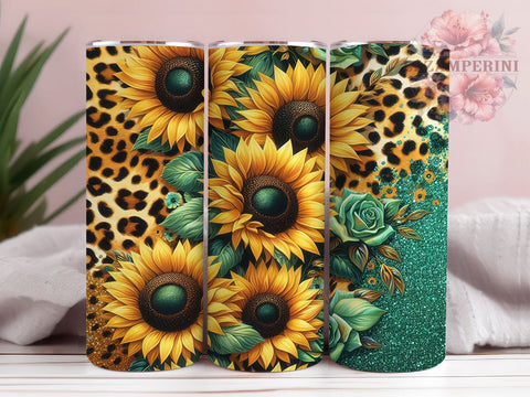 Western Sunflowers 20oz Tumbler Wrap PNG, Sunflower Cowhide Leopard Tumbler Png, Straight & Tapered Tumbler Wrap, Instant Digital Download Sublimation Li Zamperini 
