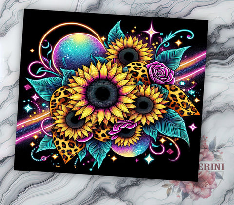 Western Sunflowers 20oz Tumbler Wrap PNG, Sunflower Cowhide Leopard Tumbler Png, Straight & Tapered Tumbler Wrap, Instant Digital Download Sublimation Li Zamperini 
