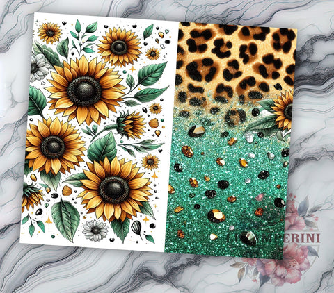 Western Sunflowers 20oz Tumbler Wrap PNG, Sunflower Cowhide Leopard Tumbler Png, Straight & Tapered Tumbler Wrap, Instant Digital Download Sublimation Li Zamperini 