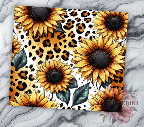 Western Sunflowers 20oz Tumbler Wrap PNG, Sunflower Cowhide Leopard Tumbler Png, Straight & Tapered Tumbler Wrap, Instant Digital Download Sublimation Li Zamperini 