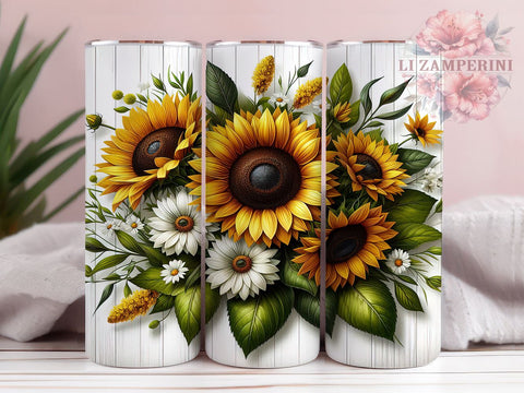 Western Sunflowers 20oz Tumbler Wrap PNG, Sunflowers Tumbler Png, Straight & Tapered Tumbler Wrap, Instant Digital Download Sublimation Li Zamperini 
