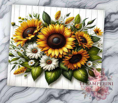 Western Sunflowers 20oz Tumbler Wrap PNG, Sunflowers Tumbler Png, Straight & Tapered Tumbler Wrap, Instant Digital Download Sublimation Li Zamperini 