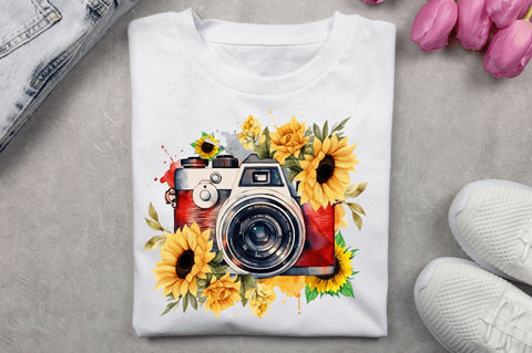Western Sunflowers Camera clipart Sublimation Design Sublimation Regulrcrative 