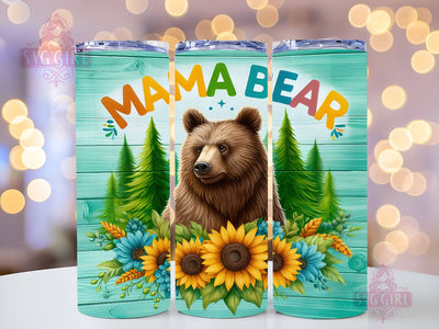 Western Sunflowers Mama Bear 20oz Tumbler Wrap Sublimation Design, Straight Tapered Tumbler Wrap, Mama Bear Tumbler Png, Instant Digital Download Sublimation SvggirlplusArt 