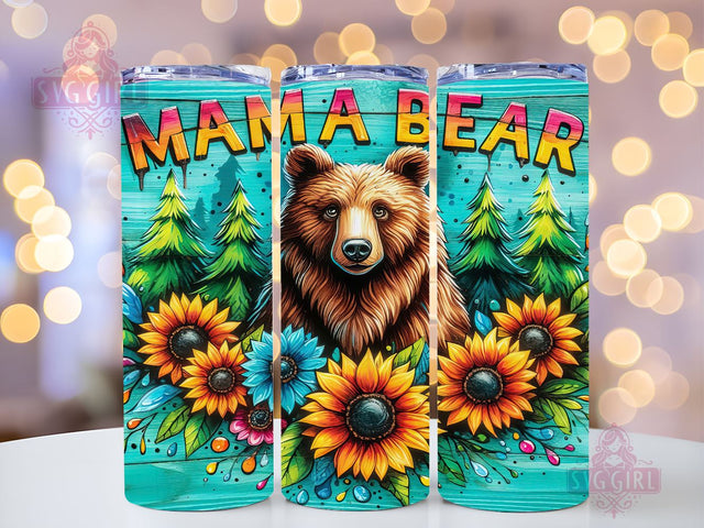 Western Sunflowers Mama Bear 20oz Tumbler Wrap Sublimation Design, Straight Tapered Tumbler Wrap, Mama Bear Tumbler Png, Instant Digital Download Sublimation SvggirlplusArt 