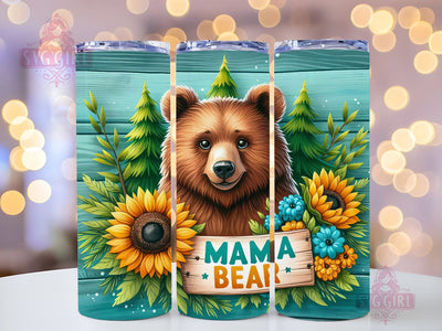 Western Sunflowers Mama Bear 20oz Tumbler Wrap Sublimation Design, Straight Tapered Tumbler Wrap, Mama Bear Tumbler Png, Instant Digital Download Sublimation SvggirlplusArt 