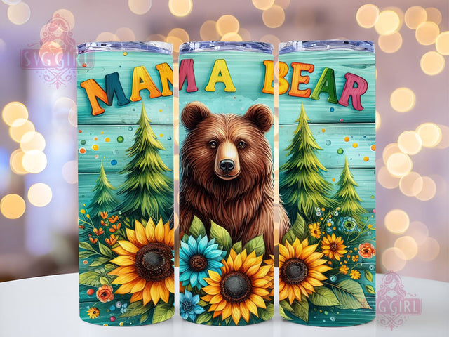 Western Sunflowers Mama Bear 20oz Tumbler Wrap Sublimation Design, Straight Tapered Tumbler Wrap, Mama Bear Tumbler Png, Instant Digital Download Sublimation SvggirlplusArt 