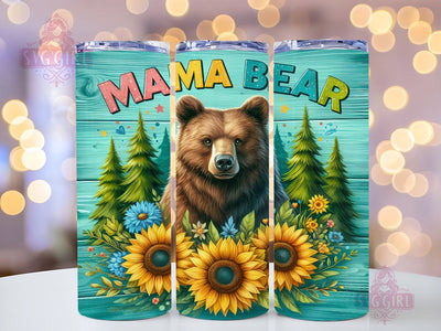 Western Sunflowers Mama Bear 20oz Tumbler Wrap Sublimation Design, Straight Tapered Tumbler Wrap, Mama Bear Tumbler Png, Instant Digital Download Sublimation SvggirlplusArt 