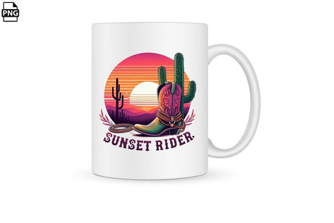 Western Sunset Rider PNG Printable File Sublimation Creativedesigntee 