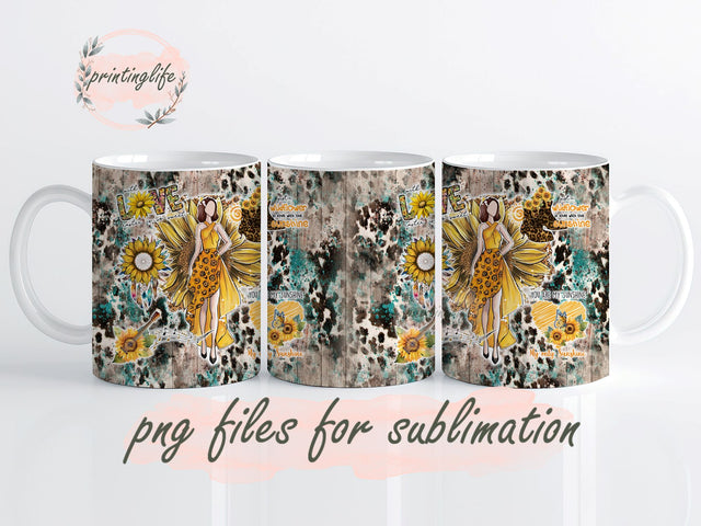 Western Sunshine Sunflower Girl Leopard Quotes Mug Wrap Design, Instant Digital Design Download Mug Wrap Design, Mug Design PNG Sublimation PrintingLife 