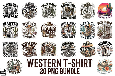Western T-shirt Design PNG Clipart Bundle Printable File Sublimation Creativedesigntee 