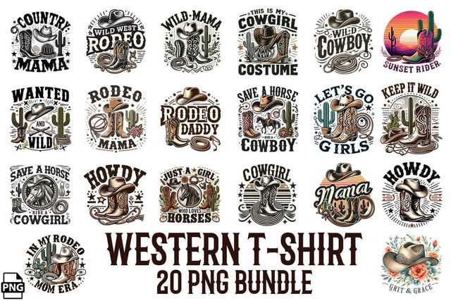 Western T-shirt Design PNG Clipart Bundle Printable File Sublimation Creativedesigntee 