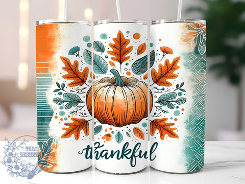 Western Thankful 20oz Skinny Tumbler, Thanksgiving Tumbler Png, Straight & Tapered Tumbler Wrap, Instant Digital Download Sublimation ToriDesigns 
