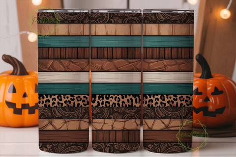 Western Tooled Leather 20oz Tumbler Wrap Sublimation PixelChick 