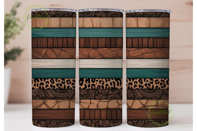 Western Tooled Leather 20oz Tumbler Wrap Sublimation PixelChick 