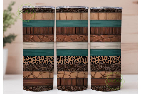 Western Tooled Leather 20oz Tumbler Wrap Sublimation PixelChick 
