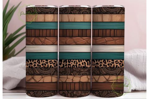 Western Tooled Leather 20oz Tumbler Wrap Sublimation PixelChick 