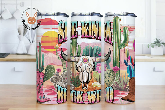 Western Tumbler PNG, Buck Wild Tumbler Wrap, Cowgirl Quote Sublimation Tumbler Design, Bull Skull 20 oz Skinny Tumbler Template Sublimation Rabbitmakies 
