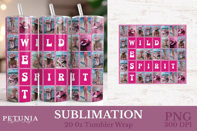 Western Tumbler Wrap | Cowgirl 20oz Tumbler Wrap Sublimation Petunia Digital Design 