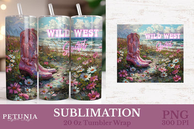 Western Tumbler Wrap | Cowgirl 20oz Tumbler Wrap Sublimation Petunia Digital Design 