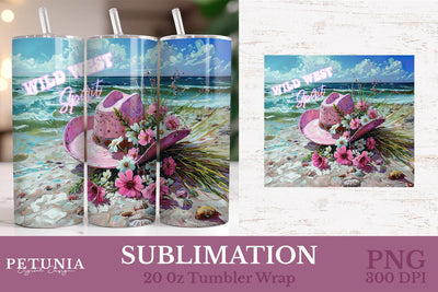 Western Tumbler Wrap | Cowgirl 20oz Tumbler Wrap Sublimation Petunia Digital Design 