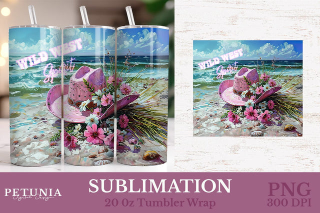 Western Tumbler Wrap | Cowgirl 20oz Tumbler Wrap Sublimation Petunia Digital Design 