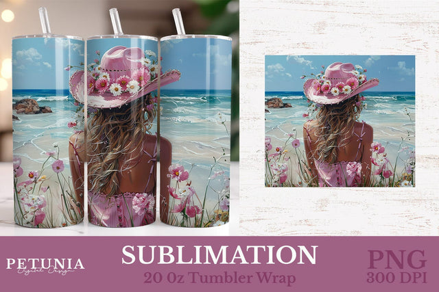 Western Tumbler Wrap | Cowgirl 20oz Tumbler Wrap Sublimation Petunia Digital Design 