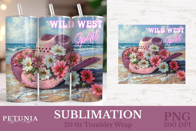 Western Tumbler Wrap | Cowgirl 20oz Tumbler Wrap Sublimation Petunia Digital Design 