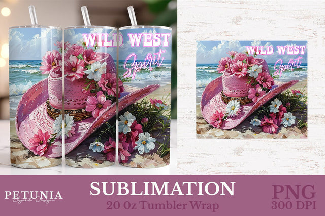 Western Tumbler Wrap | Cowgirl 20oz Tumbler Wrap Sublimation Petunia Digital Design 