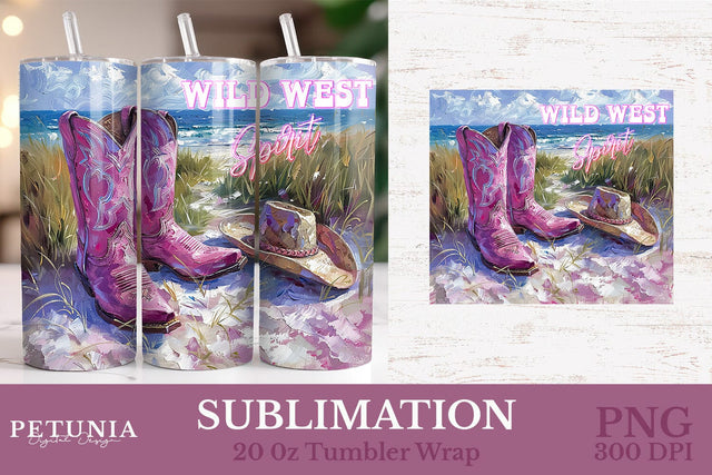 Western Tumbler Wrap | Cowgirl 20oz Tumbler Wrap Sublimation Petunia Digital Design 