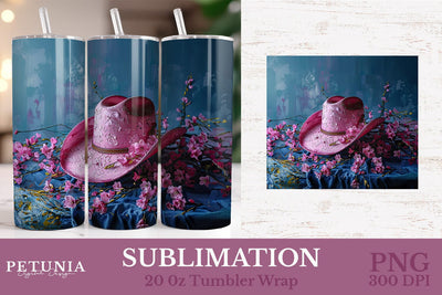 Western Tumbler Wrap | Cowgirl 20oz Tumbler Wrap Sublimation Petunia Digital Design 