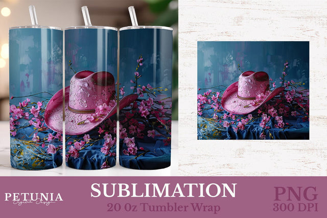 Western Tumbler Wrap | Cowgirl 20oz Tumbler Wrap Sublimation Petunia Digital Design 