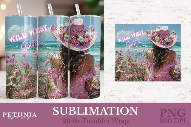 Western Tumbler Wrap | Cowgirl 20oz Tumbler Wrap Sublimation Petunia Digital Design 