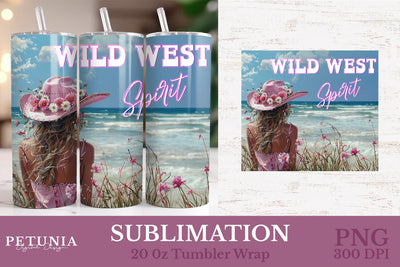 Western Tumbler Wrap | Cowgirl 20oz Tumbler Wrap Sublimation Petunia Digital Design 