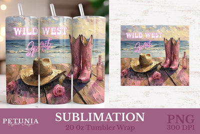Western Tumbler Wrap | Cowgirl 20oz Tumbler Wrap Sublimation Petunia Digital Design 