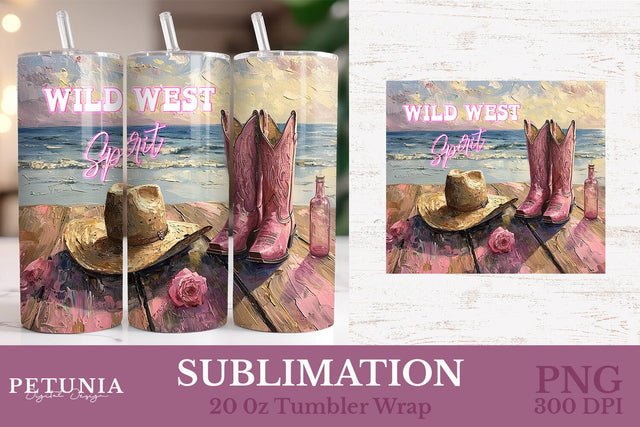 Western Tumbler Wrap | Cowgirl 20oz Tumbler Wrap Sublimation Petunia Digital Design 