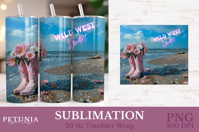 Western Tumbler Wrap | Cowgirl 20oz Tumbler Wrap Sublimation Petunia Digital Design 