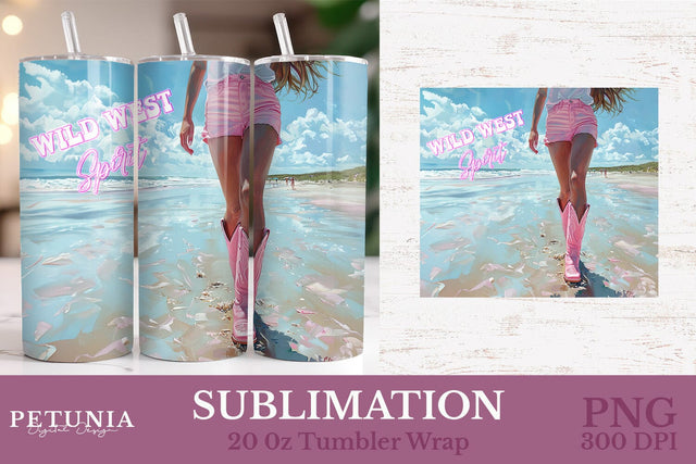 Western Tumbler Wrap | Cowgirl 20oz Tumbler Wrap Sublimation Petunia Digital Design 