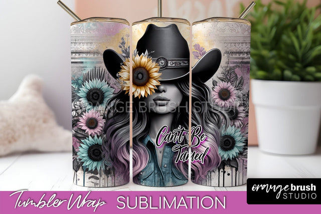Western Tumbler Wrap - Cowgirl Tumbler Sublimation Sublimation OrangeBrushStudio 